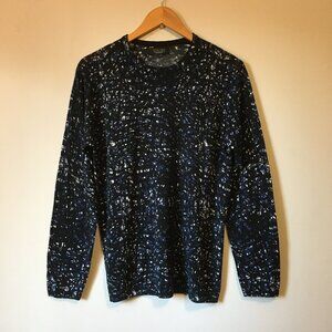 Zara Man Blue Jackson Pollock Abstract Lucite Print Knit Top